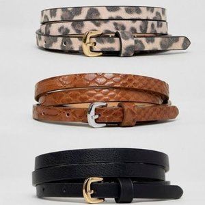 Asos Women's Curve 3 Pack Waist And Hip Jeans Belt